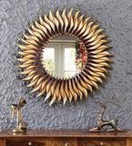 Metal Round Wall Mirror in Yellow colour