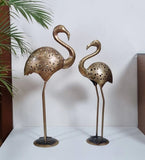 Antique Flamingo Metal Tealight Holder (Set of 2)