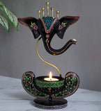 Brown Handcrafted & Hand-Painted Ganesha Tea Light Candle Holder