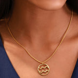 Golden Zodiac necklace (Aquarius)