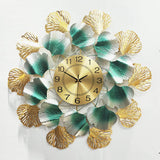 Blooming Petals Golden & Blue Metal Wall Clock