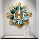 Blooming Petals Golden & Blue Metal Wall Clock