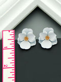 The Poised PeriWinkles - Statement Floral Studs (Snow)