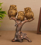 Gold & Silver Toned 3 Owls Polyresin Figurine