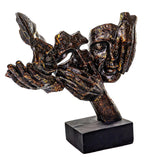 Black Gold-Toned Human Face Polyresin Figurine